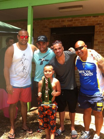 L to R Back Row: Buddy Gordon, Nathan Merritt, Anthony Mundine, Andrew Tuigamala.Front Row: Jayze Tuigamala Under 6 Best and Fairest. (Photo: Supplied)