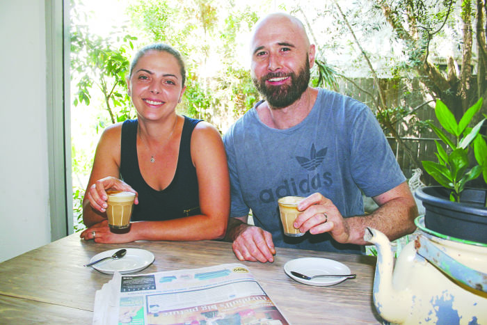 Priscilla and Joshua at Barn Doors Cafe in Redfern Photo: Andrew Collis