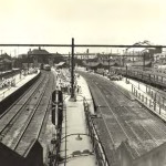 View of Redfern station from the workmen’s bridge connecting both sides of Eveleigh in 1954. Photo: State Records NSW