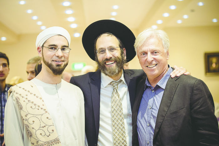 Rabbi Zalman Kastel (centre) with Sheikh Ahmed Abdo and Robert Magid Photo: Supplied