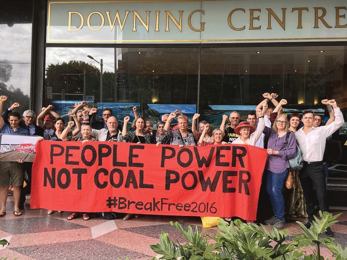 Break Free arrestees and supporters outside the Downing Centre on November 8. Photo: Uri Windt