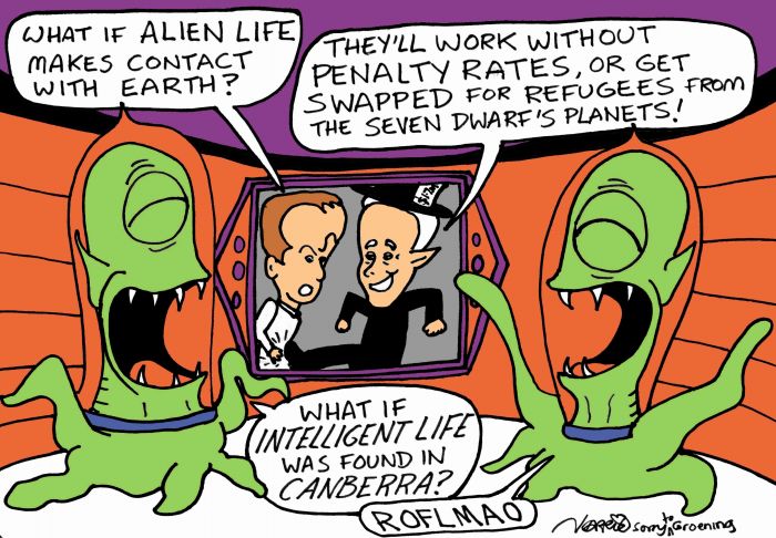 Alien life. Cartoon: norrie mAy-welby