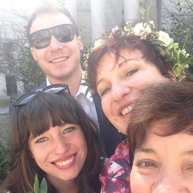 New York selfie - the happy wedding party. Photo: Julie McCrossin