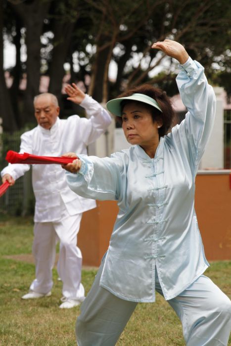 Tai Chi practitioners Lin Qiao Wu and Nancy Yang. Photo: Ashley Asphodel