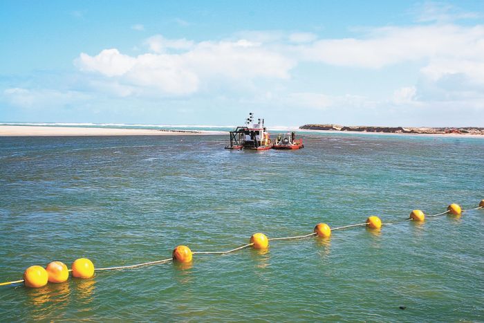 Dredging at the mouth of the Murray River. Photo: Miriam Pepper