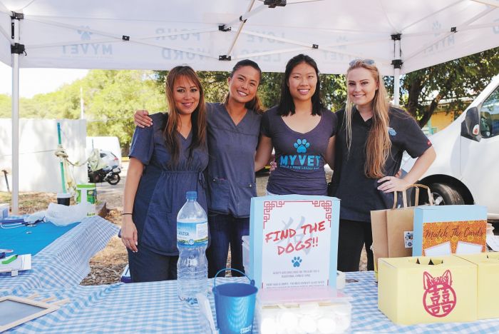 My Vet Animal Hospital representatives Audrey, Cherlene, Giselle and Brie at the Street Paws festival. Photo: Andrew Collis