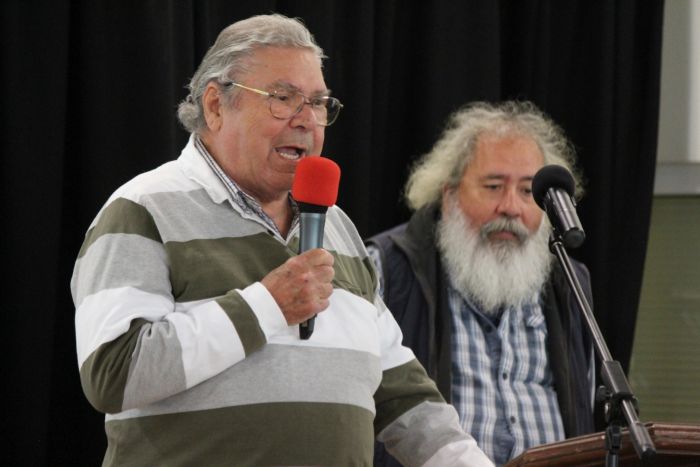 Danny Eastwood and Joe Hirst, artists who were involved in the mural restoration. Photo: Lyn Turnbull