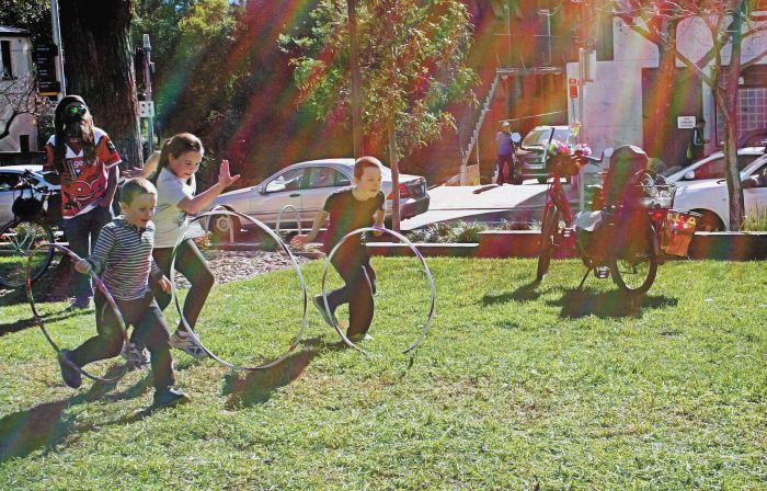 Hoop race at SSH volunteers' winter picnic. Photo: Kat Hines