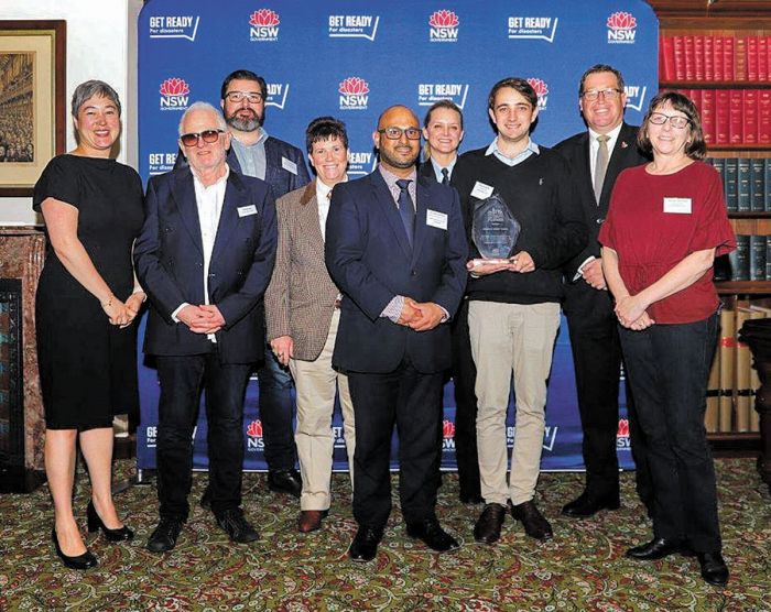 NSW Resilience Awards recipients, including Sam Beattie (with trophy) and Charmaine Jones (right) Photo: Supplied