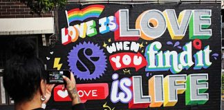A new mural in Redfern, inspired by the love match between Rugby Sevens Captain, Sharni Williams and her partner Mel (whom she recently proposed to), is part of this year’s Sydney Gay and Lesbian Mardi Gras.