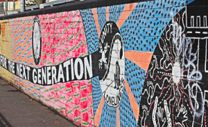 Damage to the historic Say Know mural in Redfern (Photo: Lyn Turnbull)